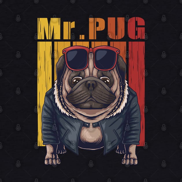 Mr. pug vintage by Mako Design 